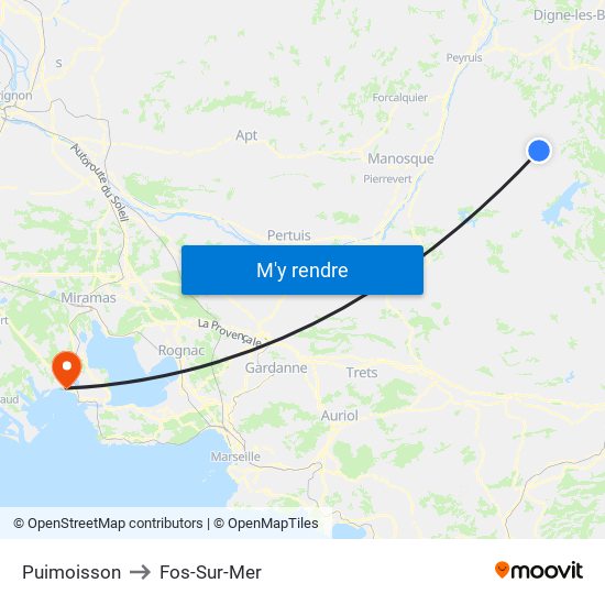 Puimoisson to Fos-Sur-Mer map