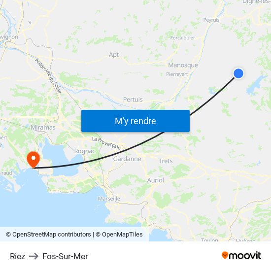 Riez to Fos-Sur-Mer map