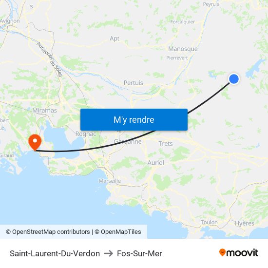Saint-Laurent-Du-Verdon to Fos-Sur-Mer map