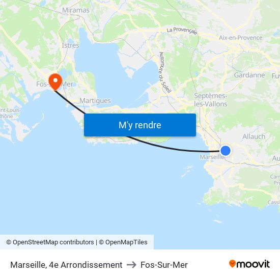 Marseille, 4e Arrondissement to Fos-Sur-Mer map