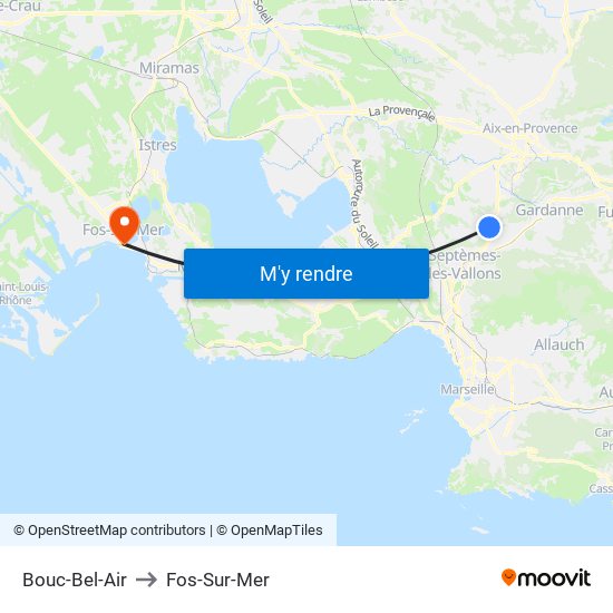 Bouc-Bel-Air to Fos-Sur-Mer map