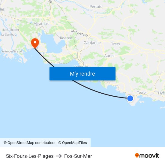 Six-Fours-Les-Plages to Fos-Sur-Mer map