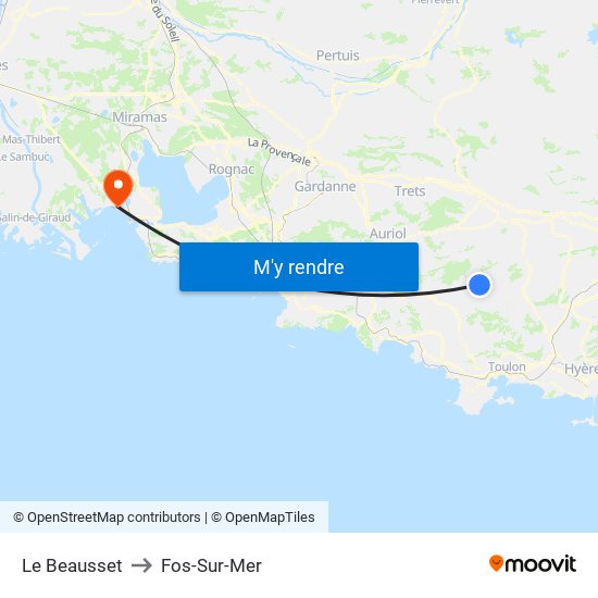 Le Beausset to Fos-Sur-Mer map