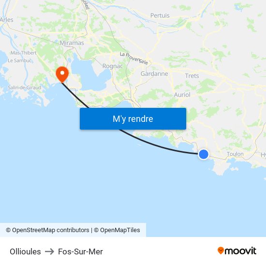 Ollioules to Fos-Sur-Mer map
