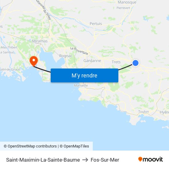 Saint-Maximin-La-Sainte-Baume to Fos-Sur-Mer map