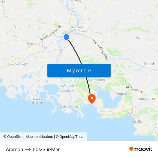 Aramon to Fos-Sur-Mer map