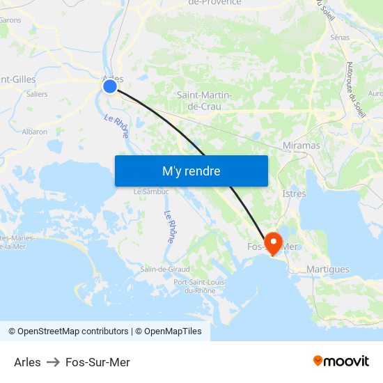 Arles to Fos-Sur-Mer map