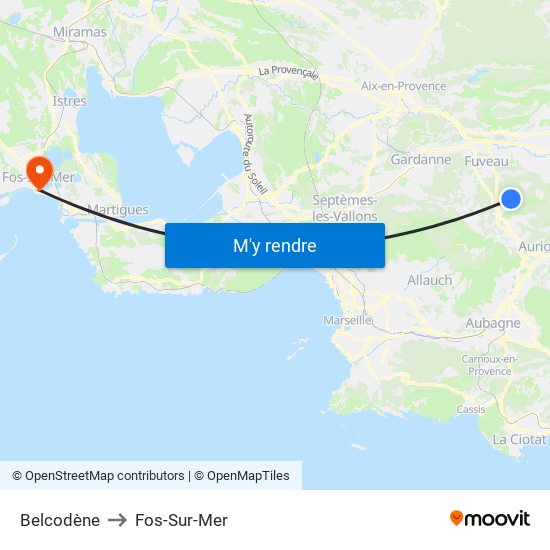 Belcodène to Fos-Sur-Mer map