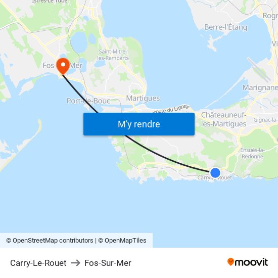Carry-Le-Rouet to Fos-Sur-Mer map