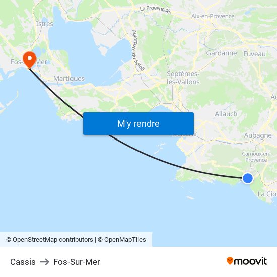 Cassis to Fos-Sur-Mer map