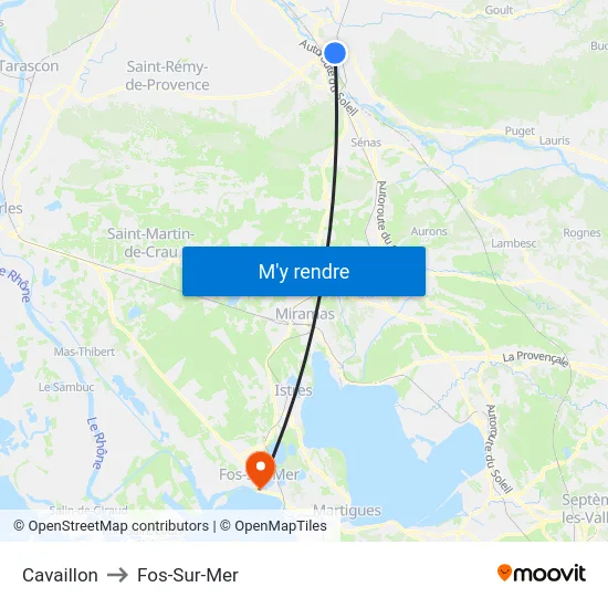Cavaillon to Fos-Sur-Mer map