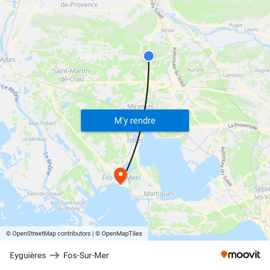 Eyguières to Fos-Sur-Mer map
