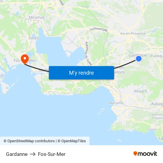 Gardanne to Fos-Sur-Mer map
