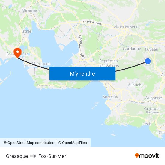 Gréasque to Fos-Sur-Mer map