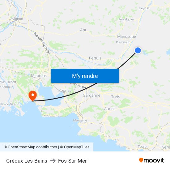 Gréoux-Les-Bains to Fos-Sur-Mer map