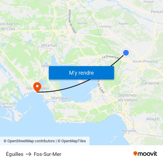 Éguilles to Fos-Sur-Mer map