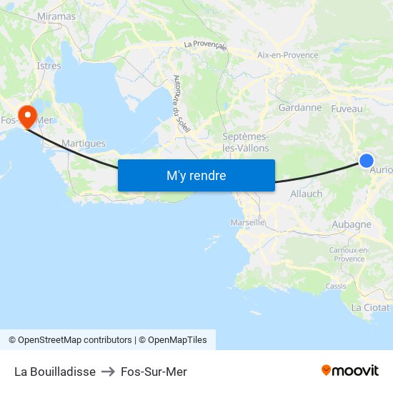 La Bouilladisse to Fos-Sur-Mer map