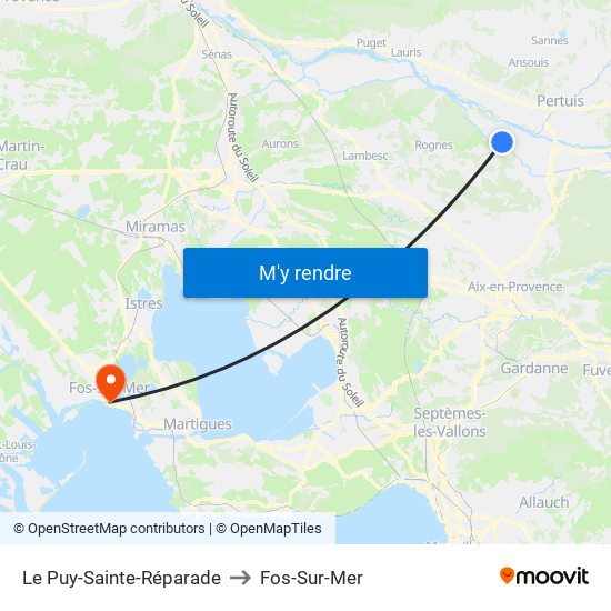 Le Puy-Sainte-Réparade to Fos-Sur-Mer map