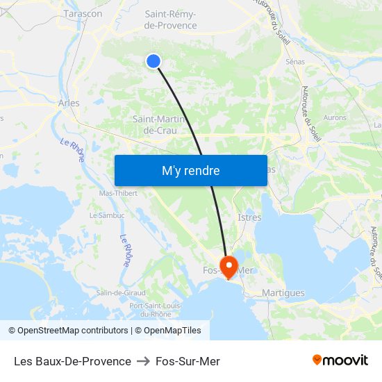 Les Baux-De-Provence to Fos-Sur-Mer map