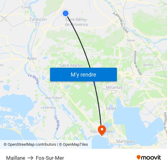 Maillane to Fos-Sur-Mer map
