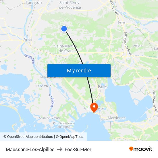 Maussane-Les-Alpilles to Fos-Sur-Mer map