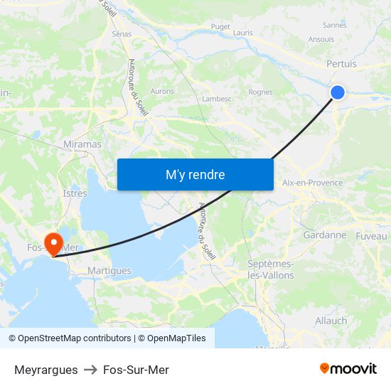 Meyrargues to Fos-Sur-Mer map