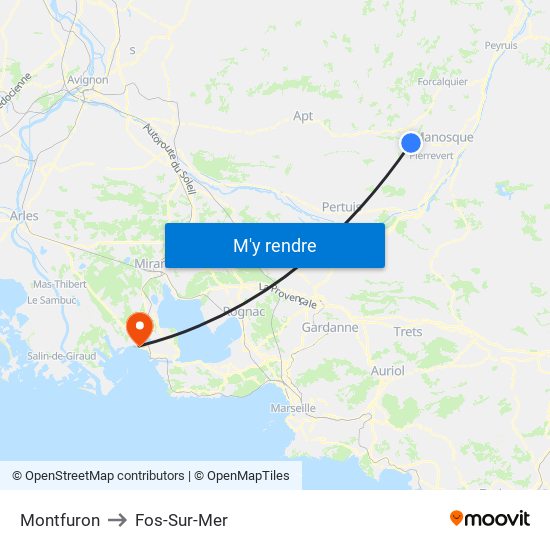 Montfuron to Fos-Sur-Mer map