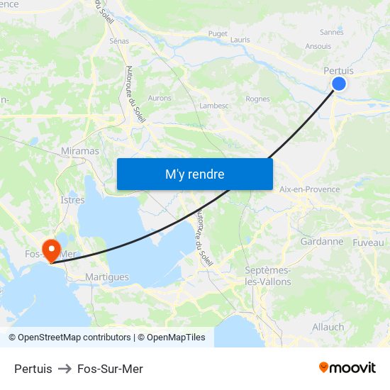 Pertuis to Fos-Sur-Mer map