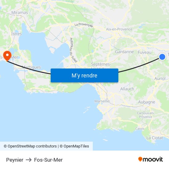 Peynier to Fos-Sur-Mer map