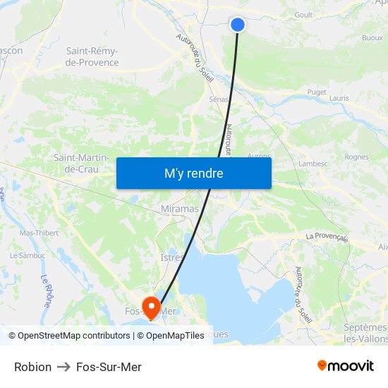 Robion to Fos-Sur-Mer map