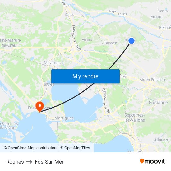 Rognes to Fos-Sur-Mer map