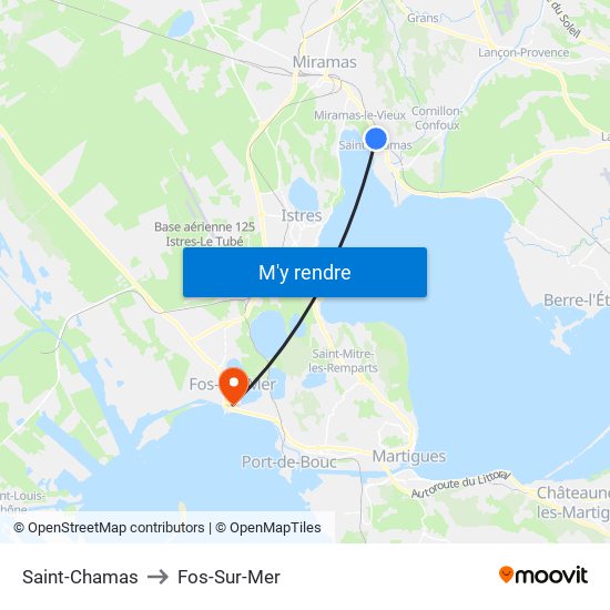 Saint-Chamas to Fos-Sur-Mer map
