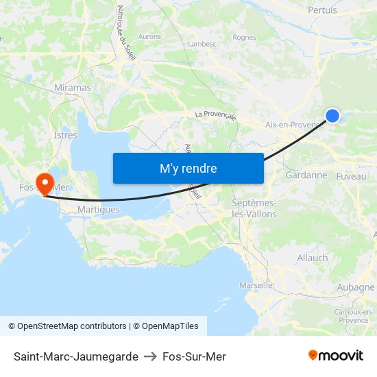 Saint-Marc-Jaumegarde to Fos-Sur-Mer map