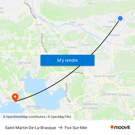 Saint-Martin-De-La-Brasque to Fos-Sur-Mer map