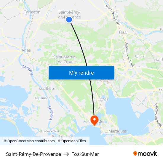 Saint-Rémy-De-Provence to Fos-Sur-Mer map