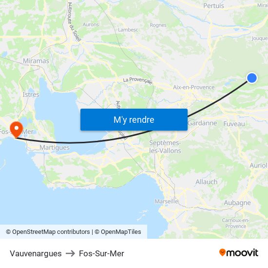 Vauvenargues to Fos-Sur-Mer map