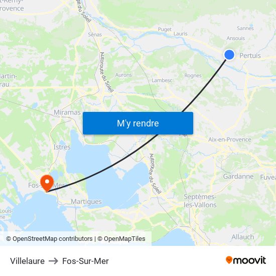 Villelaure to Fos-Sur-Mer map