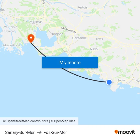 Sanary-Sur-Mer to Fos-Sur-Mer map
