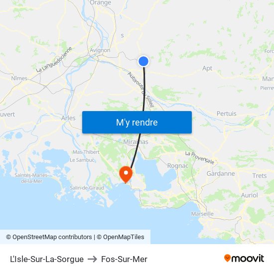 L'Isle-Sur-La-Sorgue to Fos-Sur-Mer map