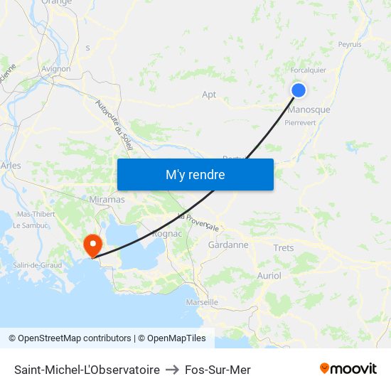 Saint-Michel-L'Observatoire to Fos-Sur-Mer map