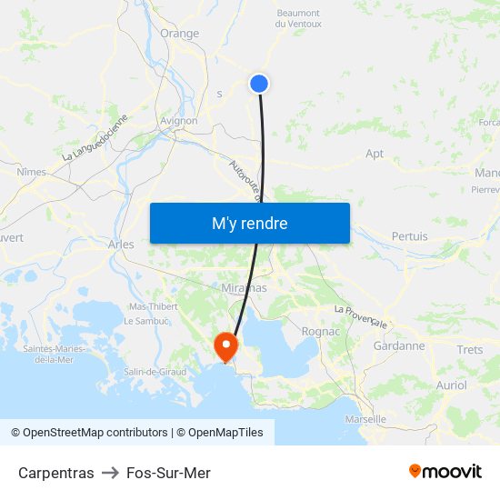 Carpentras to Fos-Sur-Mer map