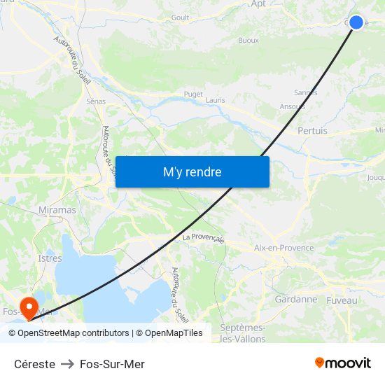Céreste to Fos-Sur-Mer map