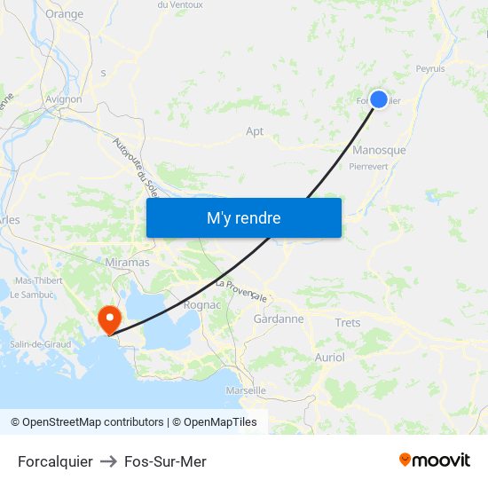 Forcalquier to Fos-Sur-Mer map