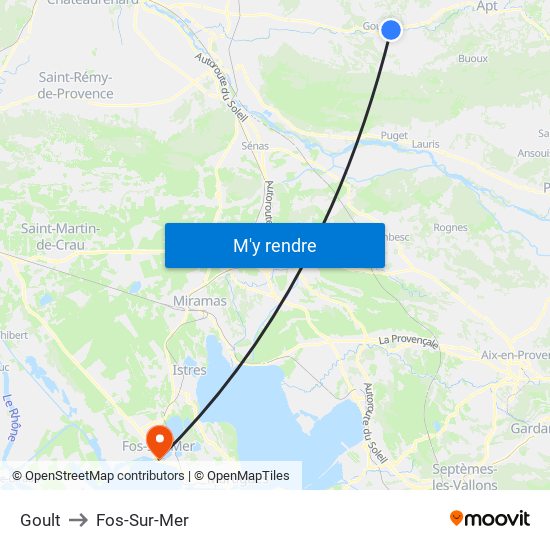 Goult to Fos-Sur-Mer map