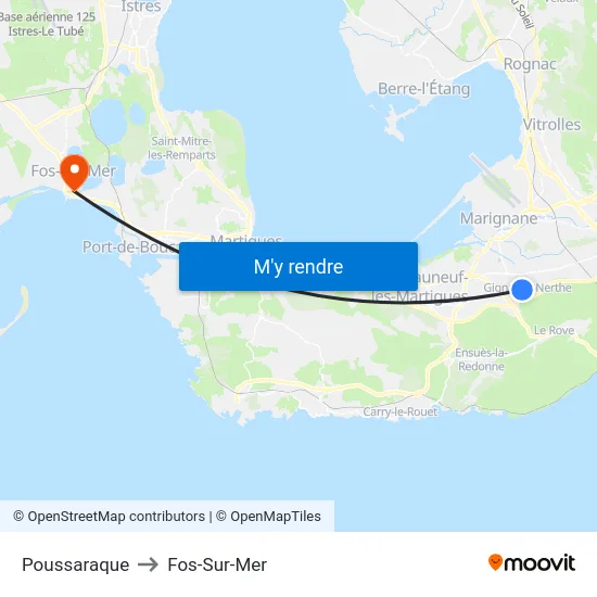 Poussaraque to Fos-Sur-Mer map