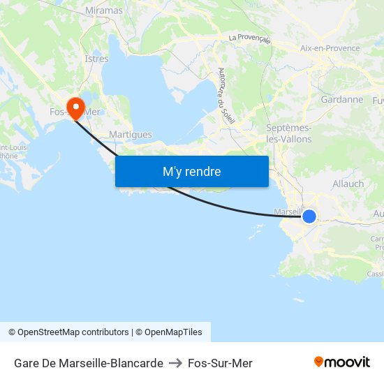 Gare De Marseille-Blancarde to Fos-Sur-Mer map