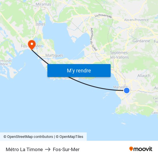 Métro La Timone to Fos-Sur-Mer map