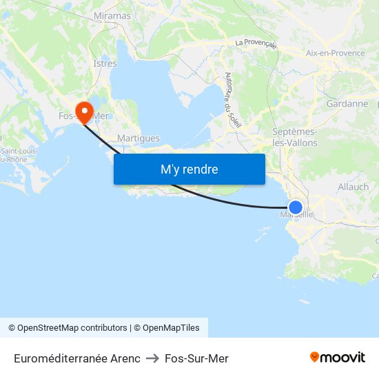 Euroméditerranée Arenc to Fos-Sur-Mer map