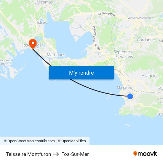 Teisseire Montfuron to Fos-Sur-Mer map