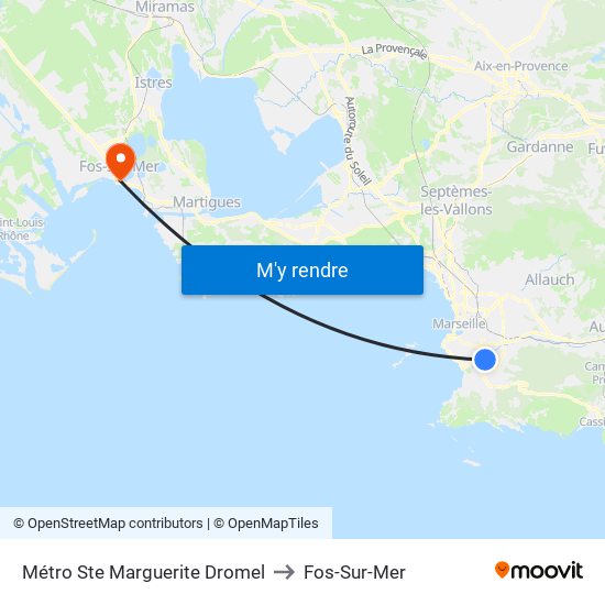 Métro Ste Marguerite Dromel to Fos-Sur-Mer map
